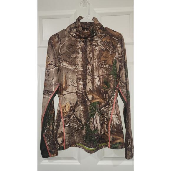 UNDER ARMOUR Women’s Coldgear Scent Control Real Tree Compression Shirt Fitted L - Picture 1 of 4